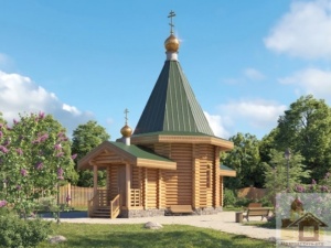 Різьблені причілки дерев'яної церкви з оциліндрованого зрубу