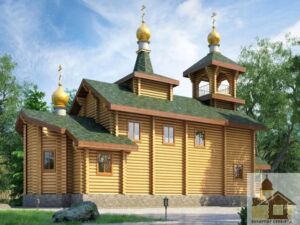 Дерев'яний храм під ключ: проект церкви ЗСБ-138 м² з натурального дерева