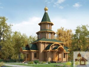 Дерев’яний храм проект — будівництво дерев’яного храму під ключ зі зрубу за індивідуальним архітектурним планом.