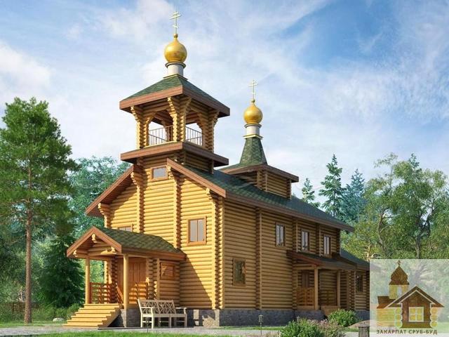 Карпатські дерев'яні храми: проект церкви під ключ ЗСБ-138 м²