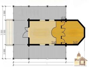 Проект дерев'яної церкви 73 м² з унікальним дизайном для сучасних храмів.