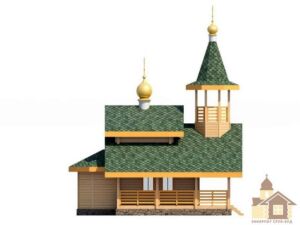 Церква з колоди за традиційним карпатським проектом.