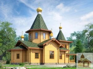 Процес будівництва храму із зруба: зведення стін дерев'яної церкви ЗСБ-167,8 м² від "Закарпат Зруб-Буд".