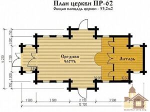 Зруб церковний проект ЗСБ-53 м² — готове рішення дерев’яної церкви під ключ.