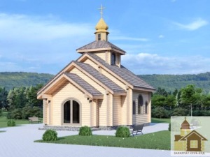Дерев’яна церква зі зруба під ключ – традиційні дерев’яні церкви України, проєкт ЗСБ-66 м²