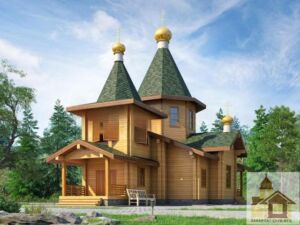 Величний храм із зруба: проєкт "Дерев'яна церква ЗСБ-167,8 м²" для духовного єднання.
