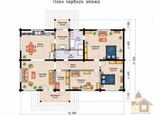 Kotedzh z kruhlyaka із карпатської смереки ручної рубки