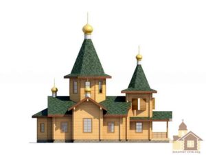 Купити храм із зруба під ключ в Україні: велична дерев'яна церква ЗСБ-167,8 м² від "Закарпат Зруб-Буд".
