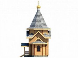 Проект церкви зі зрубу — дерев’яна церква ЗСБ-57 м², виготовлена під ключ.