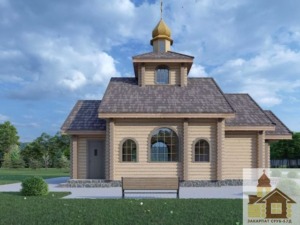 Проєкт зрубної церкви під ключ – храм ЗСБ-66 м² дерев’яний