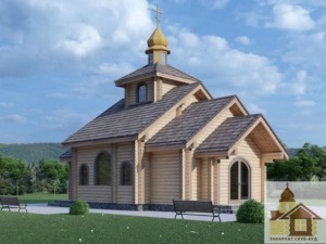 Українська дерев’яна церква зі зруба під ключ – проєкт храму ЗСБ-66 м²