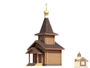 Купити зруб — проєкт зрубу будинку під ключ Zrub-tserkva ЗСБ-39 м² дерев'яна церква ручної рубки