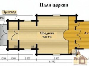 Зрубна церква купити — естетичний храм ЗСБ-57 м² з натурального дерева.