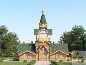 Дерев'яна дзвіниця в структурі зрубного храму