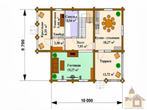 Купити зруб 153 м² — котедж із балконом та терасою