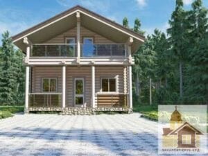 Купити зруб — дерев'яний будинок ЗСБ «Срібна хатинка» 80 м² під ключ з екологічного бруса.