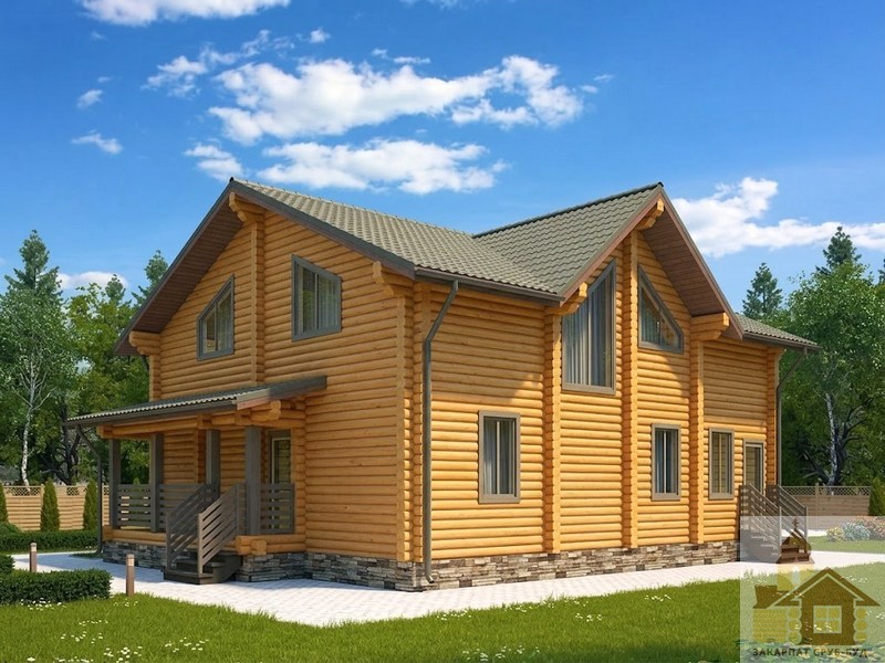 План поверхів та експлікація приміщень дерев'яного зрубу 202 м²
