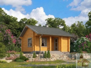 Готова ланя з дикого тесу на ділянці, зведена за проєктом дерев'яного зрубу 8х6 метрів із карпатської смереки.