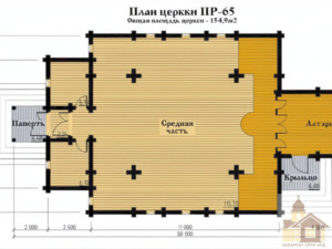 Проєкт дерев'яної церкви 155 м²