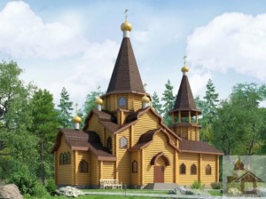 Велика дерев’яна церква зі зрубу під ключ