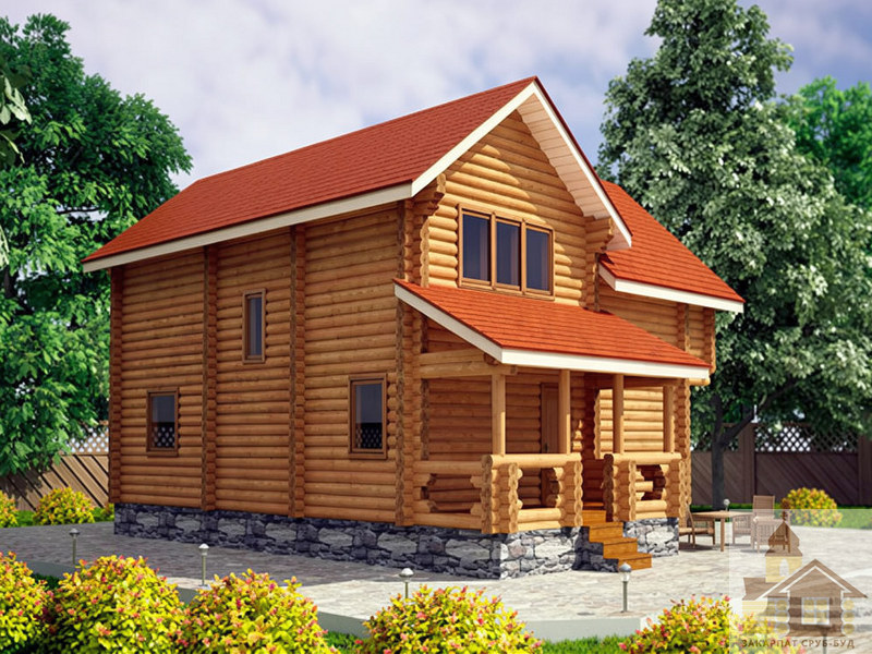 Купити зруб 153 м² — двоповерховий будинок з балконом