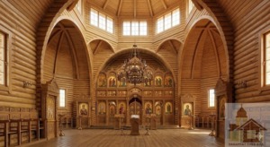 Зруб з колокольнею для дерев’яної церкви