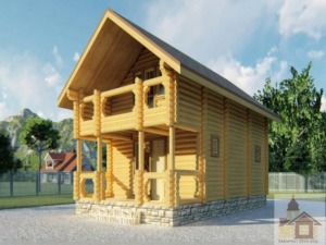 Купити баню з оциліндровки з мансардним поверхом проекту Срібний туман площею 105 м2.