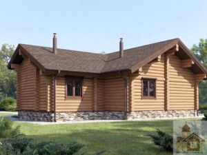 Купити зруб дерев'яного будинку 97 м² з терасою