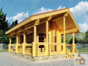 Проект бані з колоди дерев’яна лазня Гірська Роса 50 м²