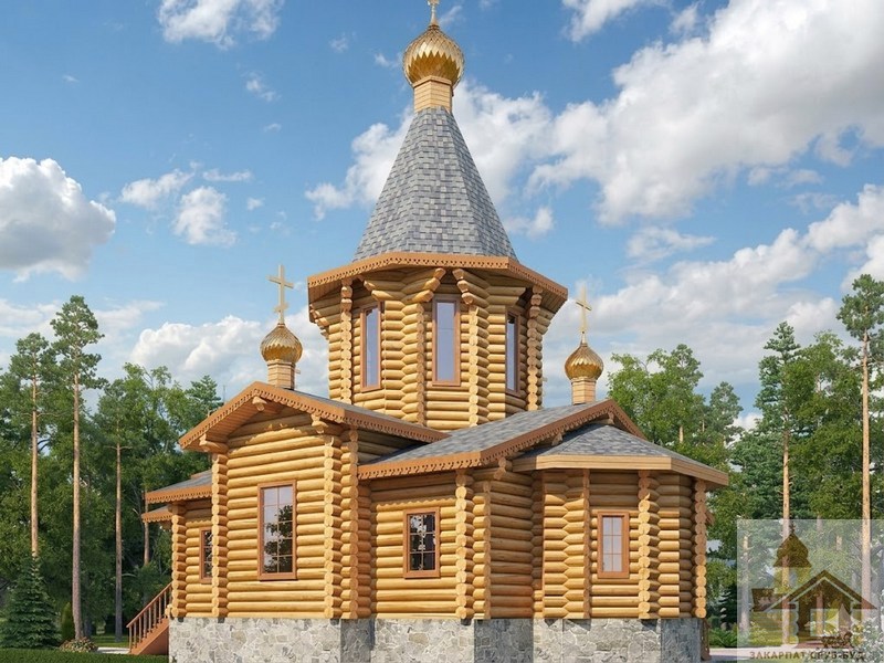 Професійне зведення храму з дерев'яного зрубу площею 87 кв м.