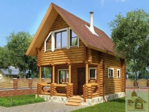 Проект бані з мансардою під ключ ціна в Україні та фото фасаду з терасою.