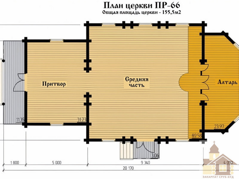 Будівництво дерев’яної церкви під ключ із зрубу