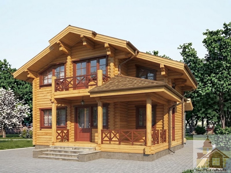 derevyanyy-budynok Дерев'яний будинок із оциліндрованої колоди 92 м² з терасою
