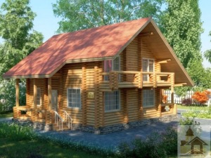 Вид на затишну терасу та стіни — котедж зі смереки під ключ вартість та характеристики.