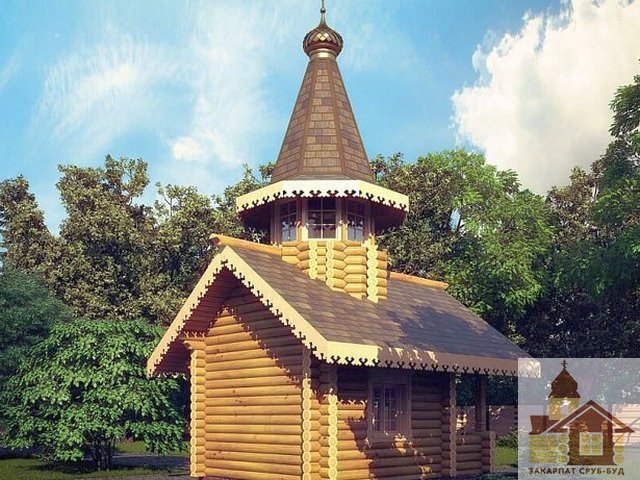 Церква зрубу з натуральної смереки, будівництво під ключ.