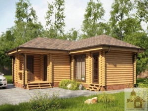 Будівництво дерев'яних лазень під ключ ціна — кутова баня з колоди з терасою