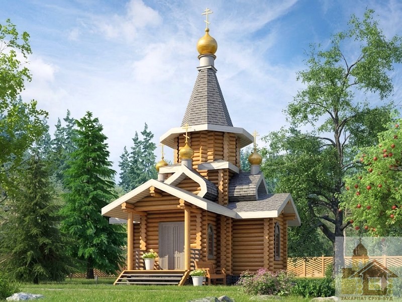 Рублена капличка з карпатської смереки ручної роботи.