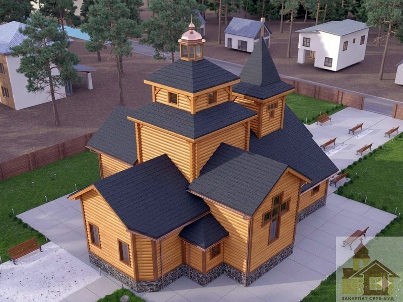 Закарпатський дерев’яний храм зі зрубу за індивідуальним проєктом