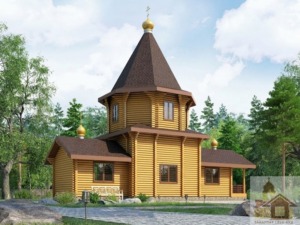 Зруб трапеція для вівтарної частини церкви зі смереки будівництво храмів.