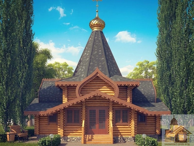 Купити каплицю зі зрубу під ключ площею 83 м² від Закарпат Зруб-Буд.