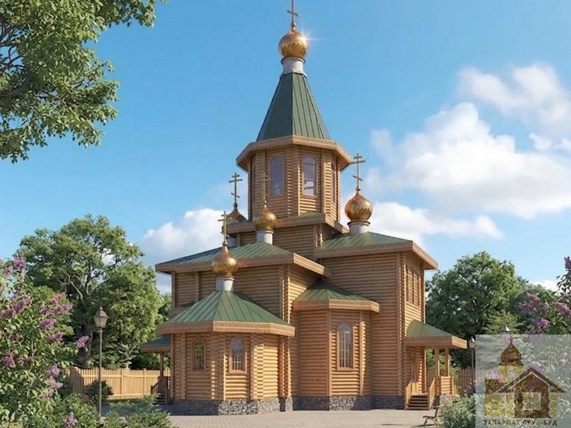 Проєкт будівництва дерев'яного будинку зрубом — храм 180 м²