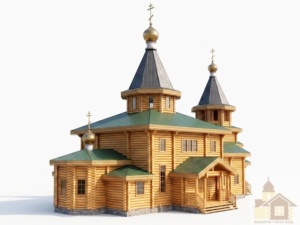 Дерев’яний храм 248 м² із оциліндрованої карпатської смереки для замовлення