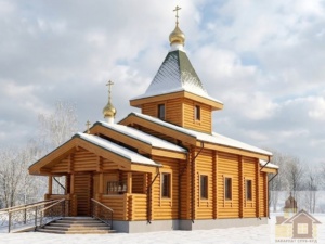 Золоті куполи з хрестами дерев’яної церкви