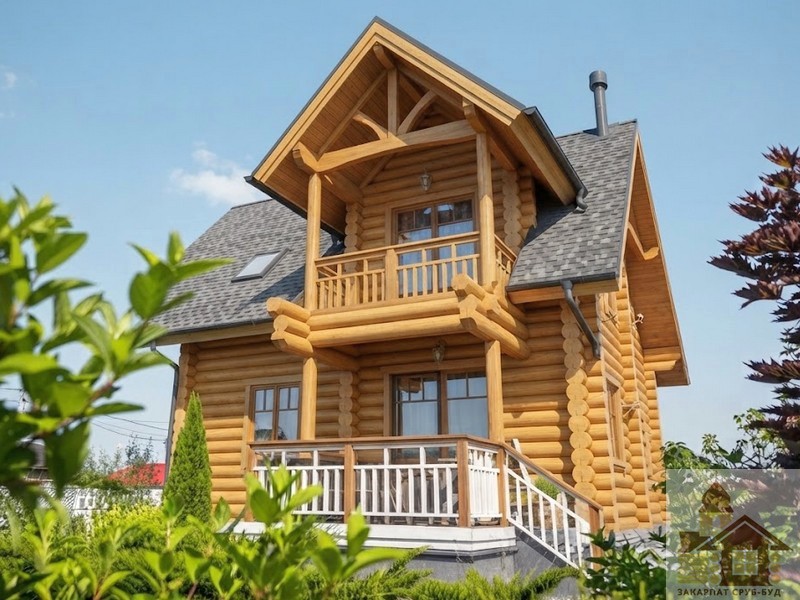 Дерев’яний будинок 124 м² ЗСБ «Гірський Заповіт» з колоди карпатської смереки
