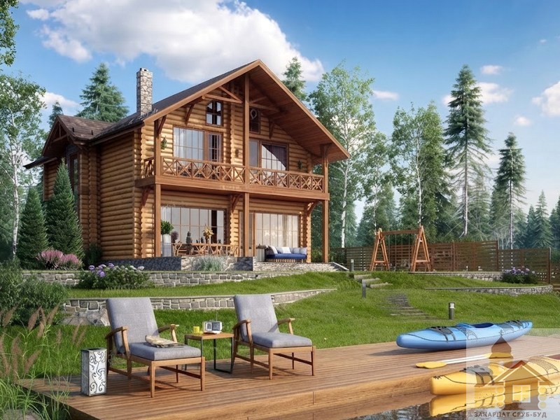 Дерев'яний будинок 176 м² «Смерекова Тераса» з терасами та балконами