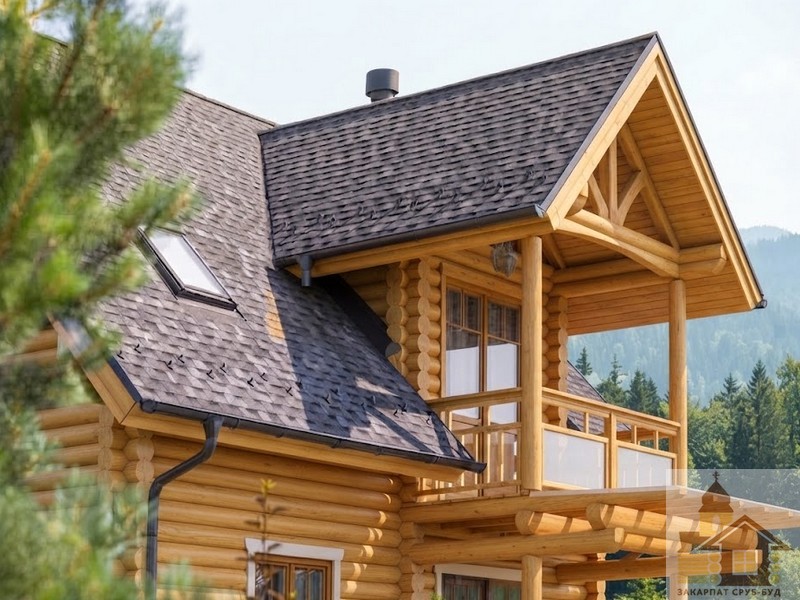 Зруб будинок 124 м² з оциліндрованої колоди карпатської смереки діаметром 240 мм